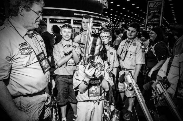 guns and ammo on the floor of the nra convention