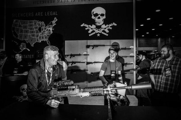 guns and ammo on the floor of the nra convention